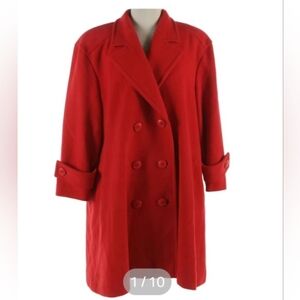 Givenchy Life Double-Breasted Red Wool Blend Coat, 1980s